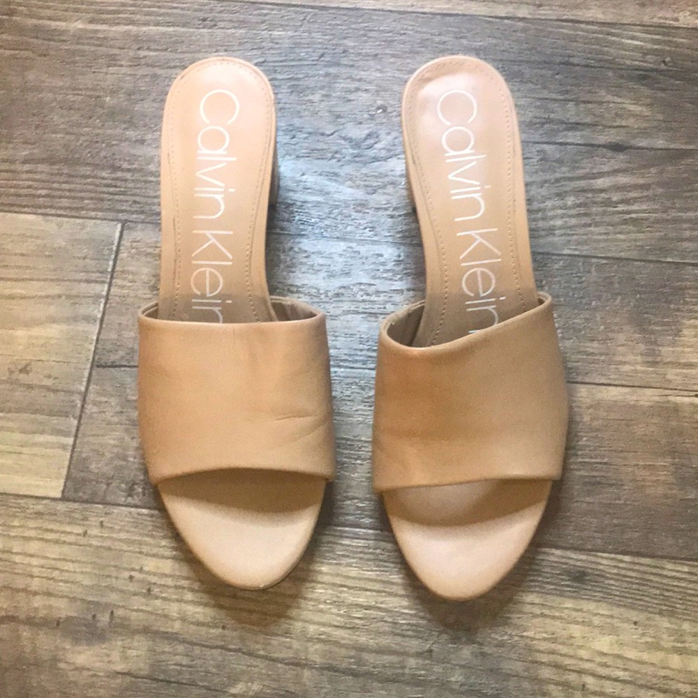Nude Calvin Klein mules sandals heeled